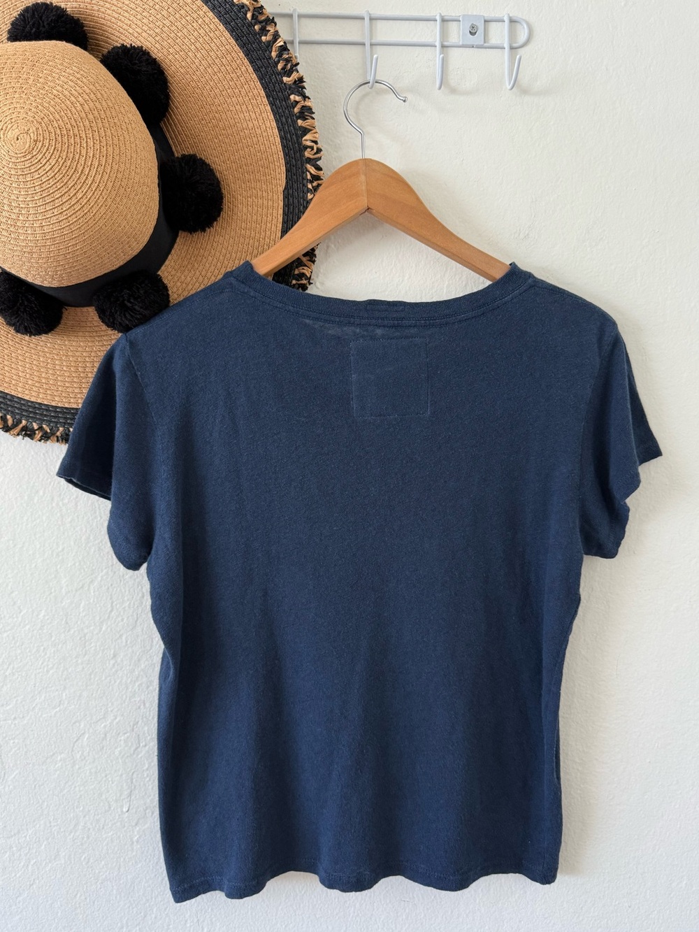 MOTHER SUPERIOR Sinful Tee Navy Blue Linen Cotton Short Sleeve Graphic Tee Small - Picture 4 of 16